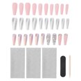 thumbnail image 1 of Juego de 30 uñas postizas largas para mujeres y niñas, únicas, brillantes, delicadas, con diamantes de imitación, para fiestas de citas, 10, 1 of 8