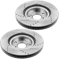 thumbnail image 3 of Front Drilled & Slotted Disc Brake Rotors + Ceramic Pads + Cleaner & Fluid Fits for Lexus ES350 ES300h, Pontiac Vibe, Scion TC, Toyota Avalon Camry Matrix Rav4 Fits select: 2014 TOYOTA CAMRY SE/XLE, 3 of 4