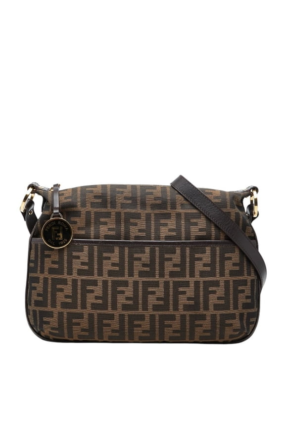 Pre-Owned Fendi Zucca Crossbody Shoulder Bag 8BT190 Brown Canvas Leather Women's FENDI