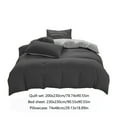 thumbnail image 3 of All-Season Bedding, Set of 4 100% Washed Cotton Linen Feel Super Soft Comfortable Chic Lightweight 4 PCs Home Bedding Set Solid Black. Suitable for 1.8m beds, Home Essentials, 3 of 9