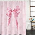 thumbnail image 2 of Pink Bow Shower Curtain, Waterproof Shower Curtains for Bathroom, Cute Watercolor Girls Cartoon Luxury Washable Fabric Bathtub Curtain Set Bath Decor with 12 Hooks 72"x78", 2 of 8