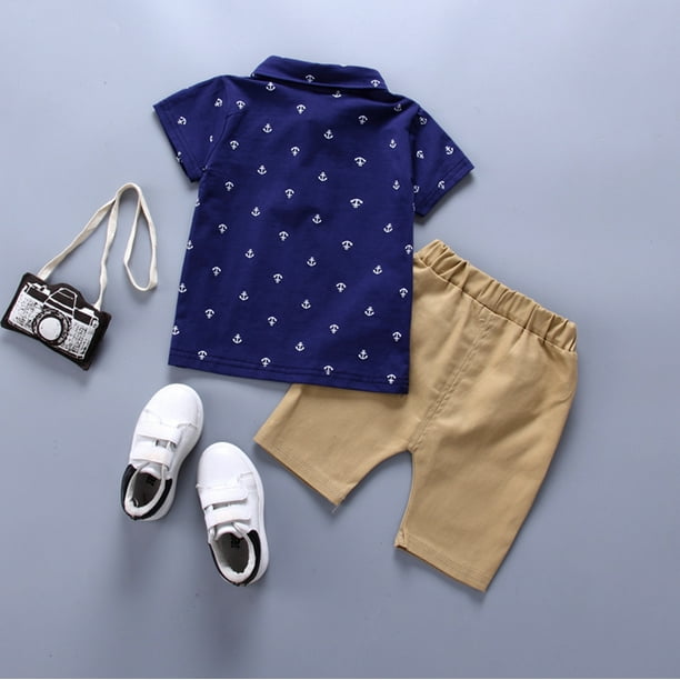 Ropa para ninos Polo de nino con estampado de anclaje Traje de nino para nino de manga corta Primave Abanopi Ropa Bodega Aurrera en linea
