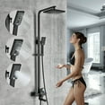 thumbnail image 2 of Matte Black Shower Faucet System Bathroom Rainfall Head Combo with Handle Spray, 2 of 9