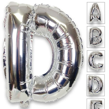 Just Artifacts Shiny Silver (30-inch) Decorative Floating Foil Mylar Balloons - Letter: D - Letter and Number Balloons for any Name or Number