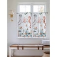 thumbnail image 2 of Seahorse Coastal 2 Panel Kitchen Curtains for Windows, Summer Beach Ocean Shell Jellyfish Starfish Bathroom Privacy Curtain, Home Décor Window Treatment for Bedroom/Living Room 55"x45", 2 of 6