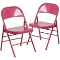 thumbnail image 2 of Emma + Oliver 2 Pack Shockingly Fuchsia Triple Braced Metal Folding Chair, 2 of 10