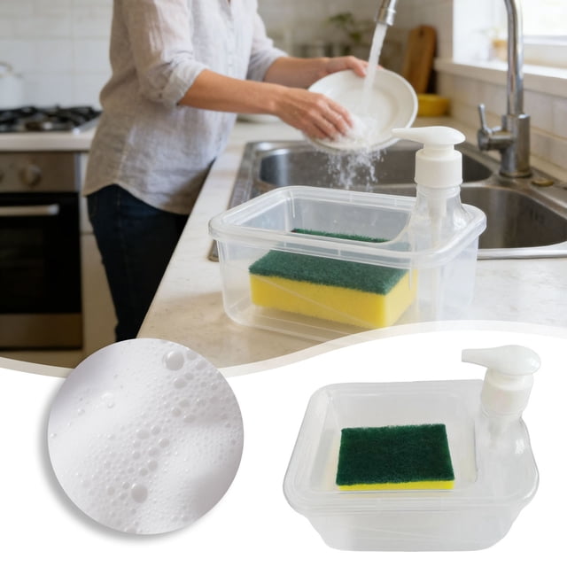 Washing Soap Dispenser Bowl 2 In 1 Dish Soap Dispenser And Sponge Holder For Kitchen Push Type Dishwashing Soap Dispenser Space Saving Hand Soap Dispenser Manual For Bathro Laundry Softener Dispenser