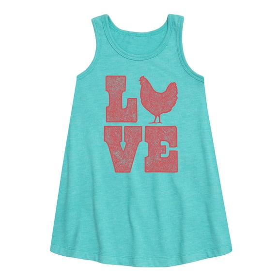 Instant Message - Love Chicken - Toddler & Youth Girls A-line Dress