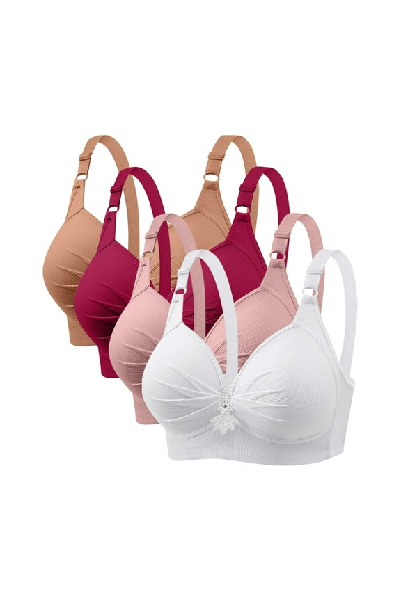 4 Pack T-Shirt Bras for Women Push Up Comfort Underwire Brassiere Full Coverage Lightly Lined Soft Everyday Bras 2024