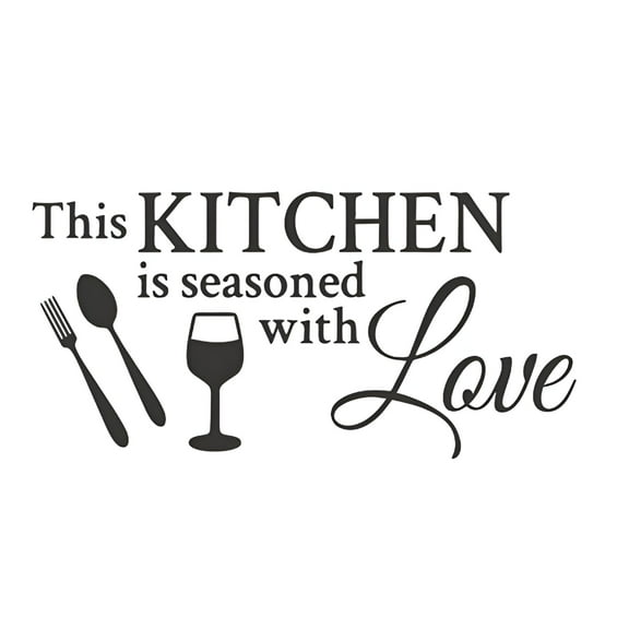 LAMIRO Kitchen Wall Decor Stickers Kitchen Quotes this Kitchen is Seasoned with Love Wall Sticker Removable Wall Decals Vase Wall Art Sticker for Dining Room Kitchen Restaurants Home