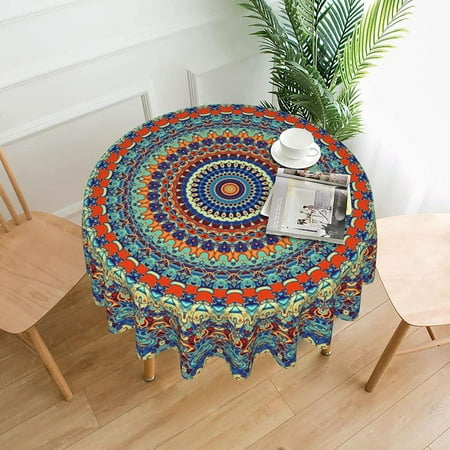 

Mandala Round Tablecloth 60 Inch Waterproof Tablecloths Boho Table Cloth Decorative for Picnic Party Holiday Home Indoor Outdoor
