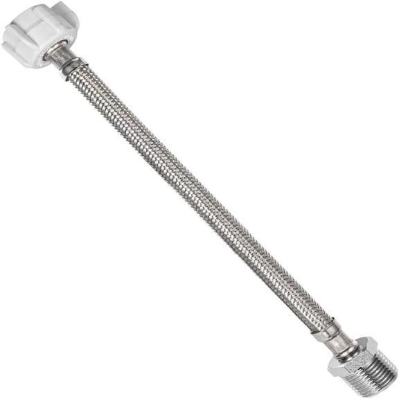 Krydros 8" Braided Stainless Steel Plumbing Hose, 0.8" ID, Silver