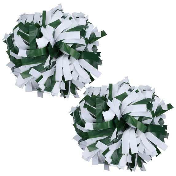 Plastic Cheer Pom Poms Cheerleading Cheerleader Gear 2 pieces one pair poms(Forest Green/White)