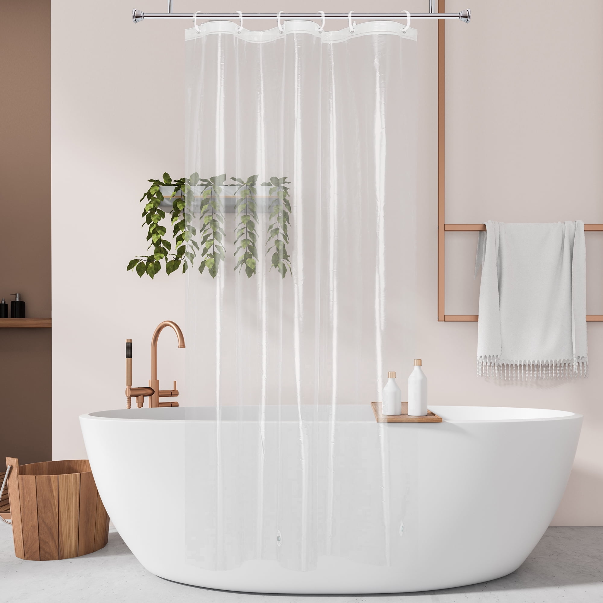 Inosoo Light Weight Clear Stall Shower Curtain Liner, 36"Wx72"H Narrow Size Waterproof PEVA Plastic Shower Liner with Magnets