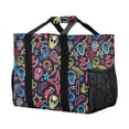 thumbnail image 2 of Neon Skull Star Sausage Reusable Grocery Bags with Handle Side Pocket Waterproof Shopping Portable Tote, 2 of 8