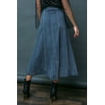 thumbnail image 3 of Flying Tomato Women's Juniors Denim A-line Midi Jean Skirt (Dark Denim, Large), 3 of 5