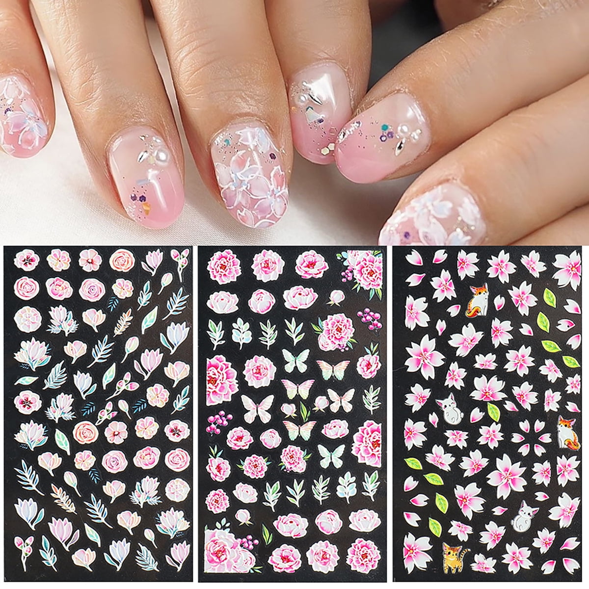 Flower Nail Art Sticker Decals 5D Exquisite Hollow Pattern Nail Art