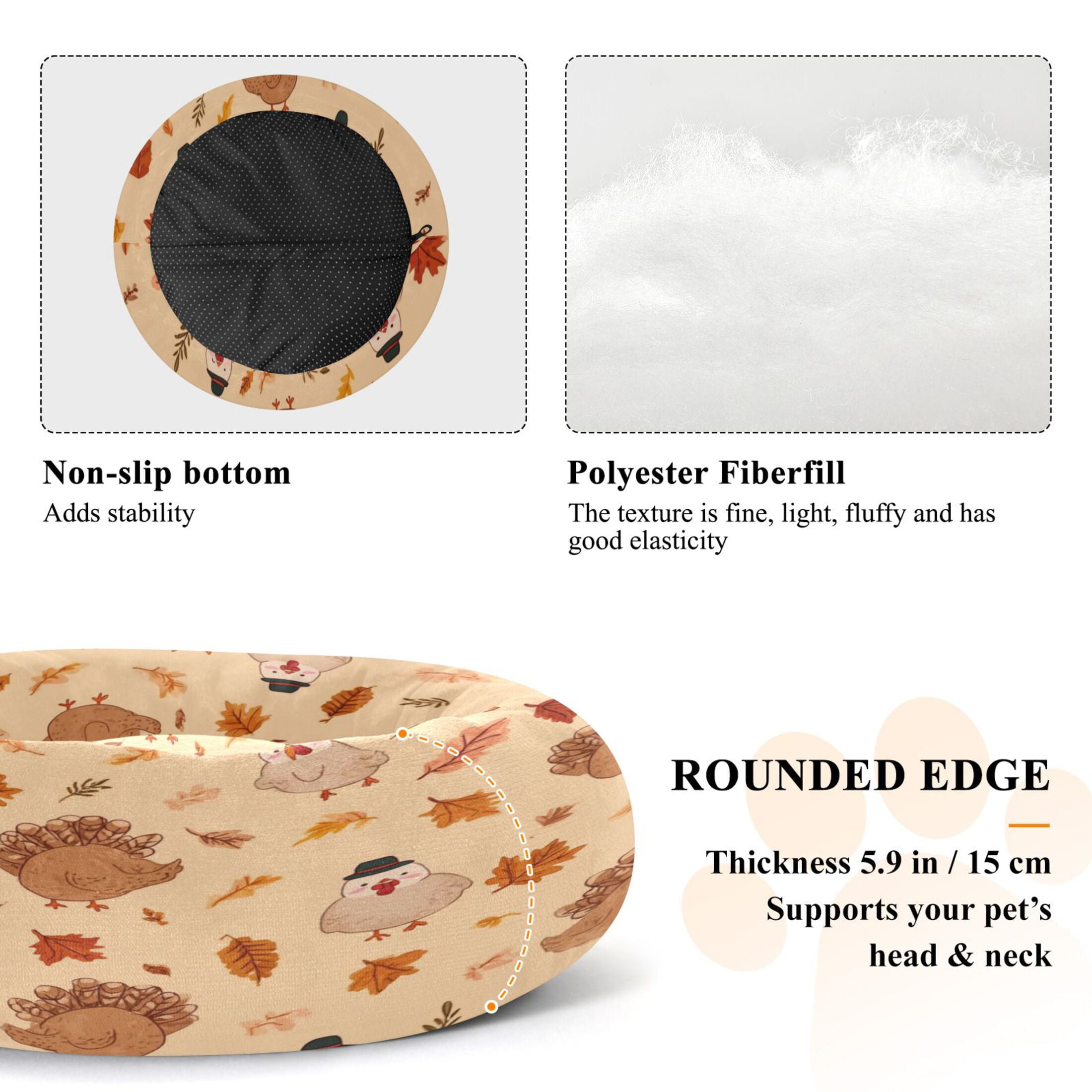 Iauyy Pet Couch Donut Cat Bed for Indoor Cats/Small Dogs Washable & Machine with Non-slip Bottom Calming Cat Furniture, Autumn Leaves (M)