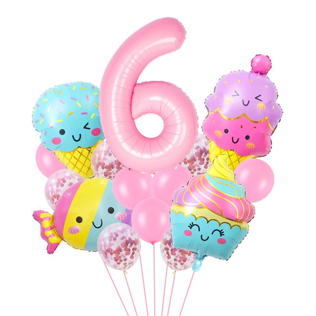 Set de Globos Wclliuchi Número 6 de 102 cm Tema Helado para Fiesta