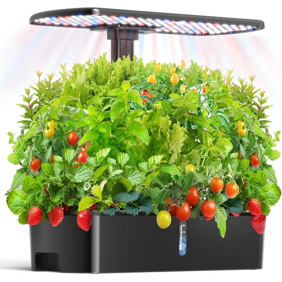Hydroponics Growing System Kit 12 Pods Indoor Garden, Hydroponic Indoor Herb Garden Kit with Grow Light, Smart in Door Gardening Gifts for Women, Adjustable Height, Auto Timer, Quiet Pump