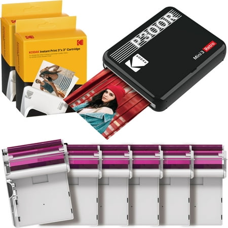 Kodak Mini 3 Retro Imprimante Photo Instantanée Portable (P300RB) + 68  Feuilles Bundle - Noir