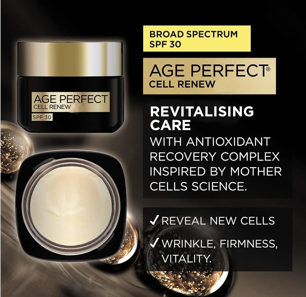 L’Oréal Paris Age Perfect Cell Renew Revitalizing Cream SPF 30, Anti-Aging Face Moisturizer, 1.7 oz