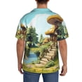 thumbnail image 3 of KLL Cartoon Mushroom House Print Men's Shirt Short Sleeve Button Down Summer Cuba Beach Shirts- Medium, 3 of 5