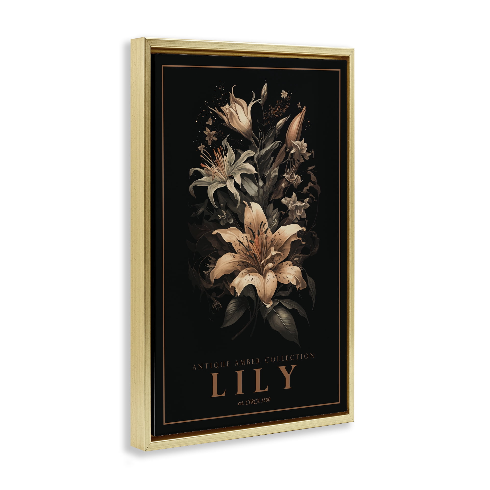 Stupell Industries Antique Lily Light Gold Framed Floater Canvas Wall Art, design by Chris Giampietro