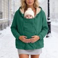 thumbnail image 2 of NOLDARES Maternity Coat Women's Kangaroo Sweatshirt for Mom and Baby Carrier Maternity Coat Fleece Jacket 3-In-1 Thicken Fleece Jacket,Zip Panels,Clothing(Q401-Green), 2 of 9