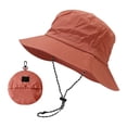 thumbnail image 3 of WGRFFH Waterproof Bucket Rain Hat with Chin Strap,Quick Dry Packable Boonie Sun Hat,Safari Hat ,Bucket Hat Wide Brim UV Protection Sun Hat,Fishing Hiking Outdoor Hats for Men and Women Brick Red A, 3 of 3