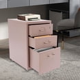 thumbnail image 3 of Modern Pink Vertical File Cabinet, 3-Drawer Lockable Storage Organizer, Mobile Steel Cabinet with Wheels for Home Office, Anti-Corrosion & Rust-Resistant, 3 of 9