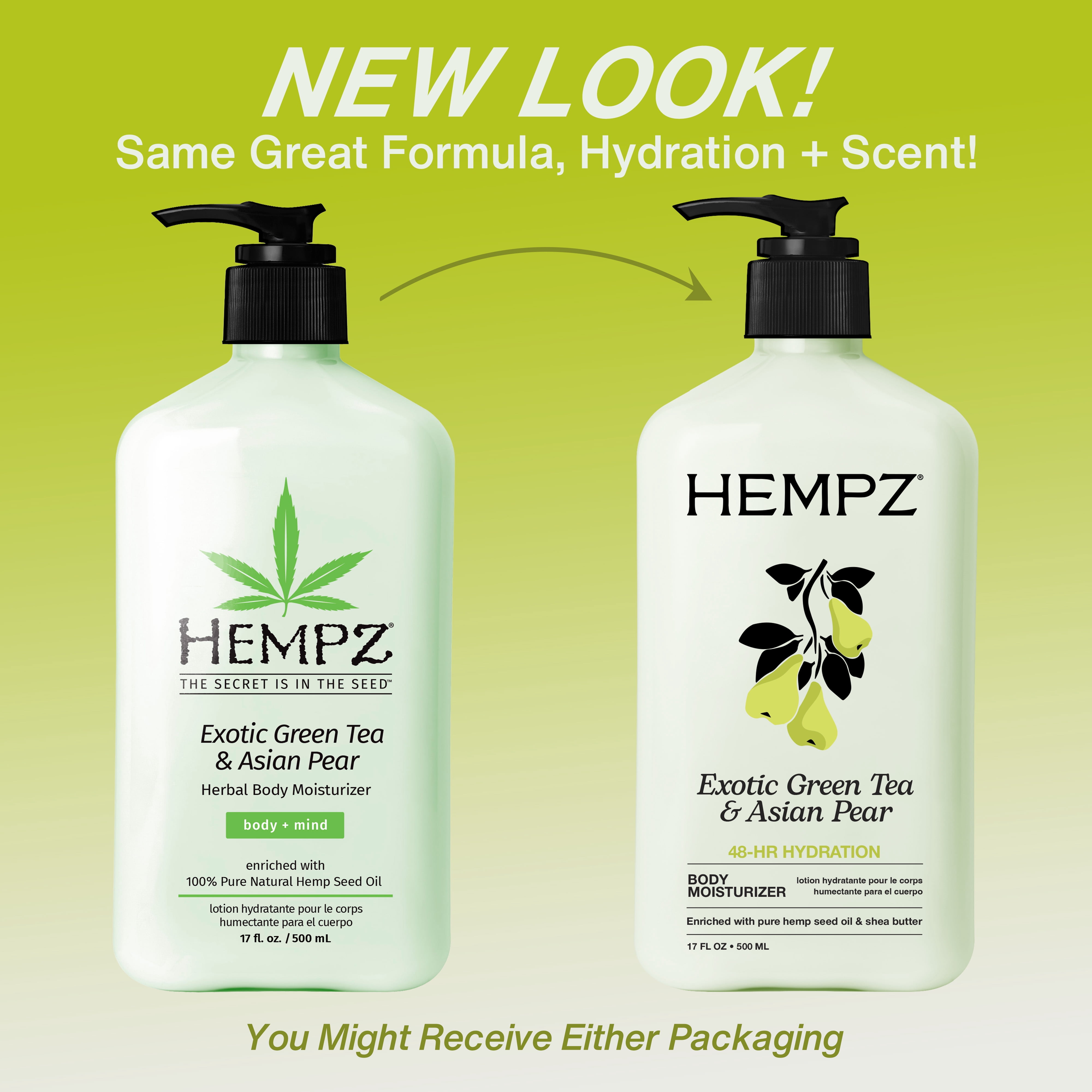 (2 pack) Hempz Exotic Green Tea & Asian Pear Herbal Body Moisturizer Lotion 17 fl.oz.