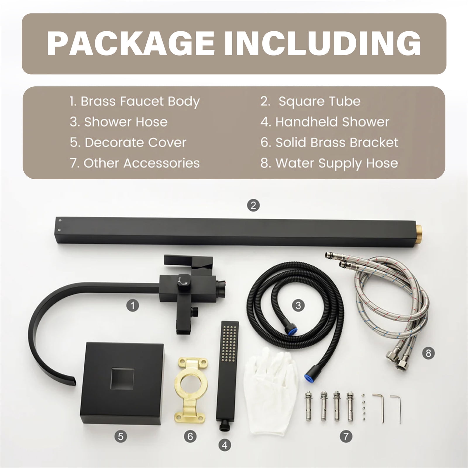 ANGELES HOME Free Standing Bathtub Faucet, Single Handle Floor Mounted Tub Filler Faucet with Handshower, Matte Black