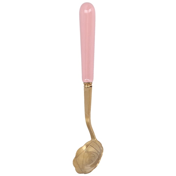 De Cerámica Dorada Cucharadita de Flores, Cuchara de Pastel de Acero inoxidable, Cuchara de Postre de Helado, Cuchara de Flores para Café, Té, Postre