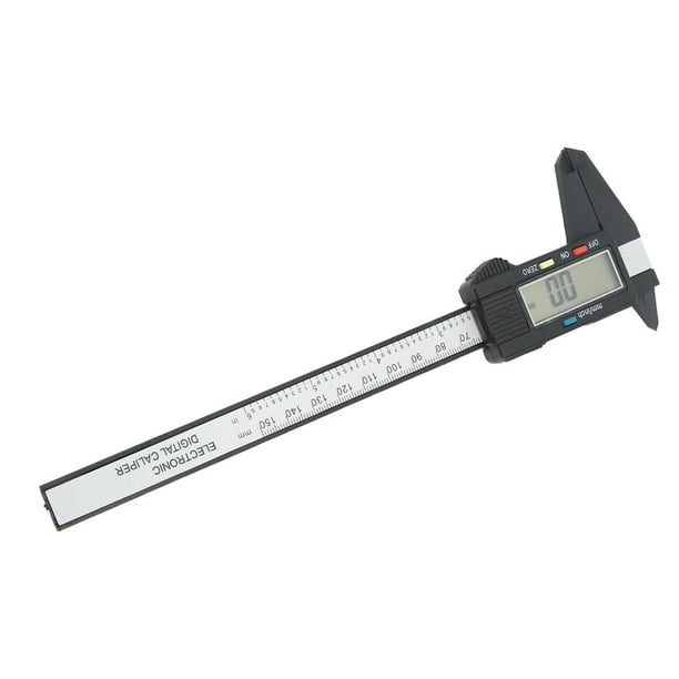 Calibrador digital con pantalla LCD electrónica de 6 pulgadas y 150 mm, herramienta de medición de conversión de pulgadas a milímetros PA66, color negro