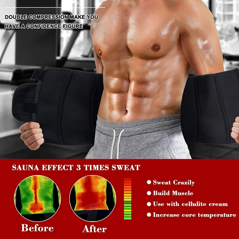 COMFREE Men Sauna Training Sweat Ab Belt Body Shaper Waist Trainer Corset Workout GYM for Weight Loss Tummy Fat Loss