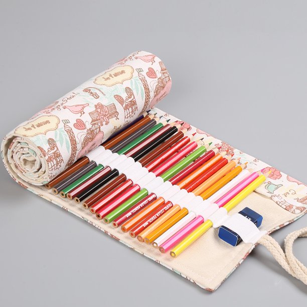 Estuche enrollable de lona con 36 agujeros, estuche para lápices, estuche para lápices, estuche para lápices de colores, para niños, niñas, niños, adolescentes, adultos, estudiantes, pintor, 13 JM