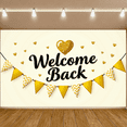 thumbnail image 7 of LUUFILx Welcome Back Banner Glitter Heart Chevron Flags Party Decoration Backdrop Event School Office Homecoming Background Holiday Celebration Decor, 7 of 7
