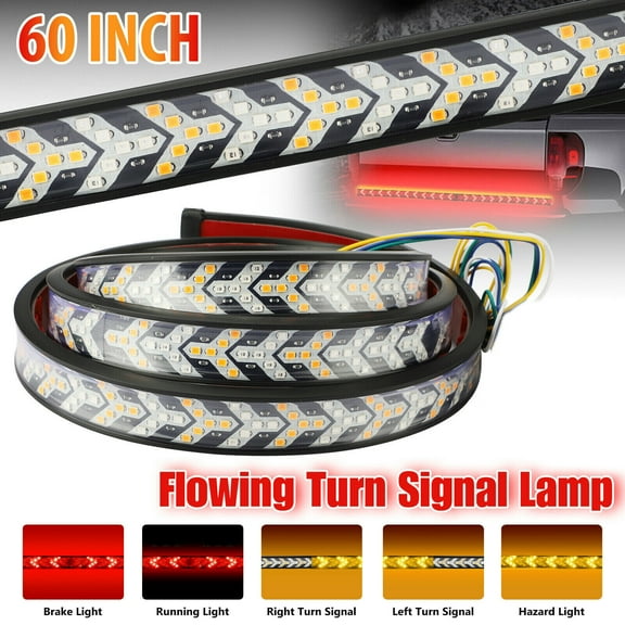60" 540 LED Truck Strip Tailgate Light Bar Brake Tail Flowing Turn Signal Arrow Fish Bone Pattern