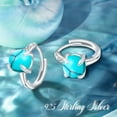 thumbnail image 4 of Cuoka Turquoise Hoop Earrings 925 Sterling Silver for Women Mom Wife 18K White Gold Plated Fashion Jewelry Birthday Christmas Gifts for Sensitive Ears, 4 of 8