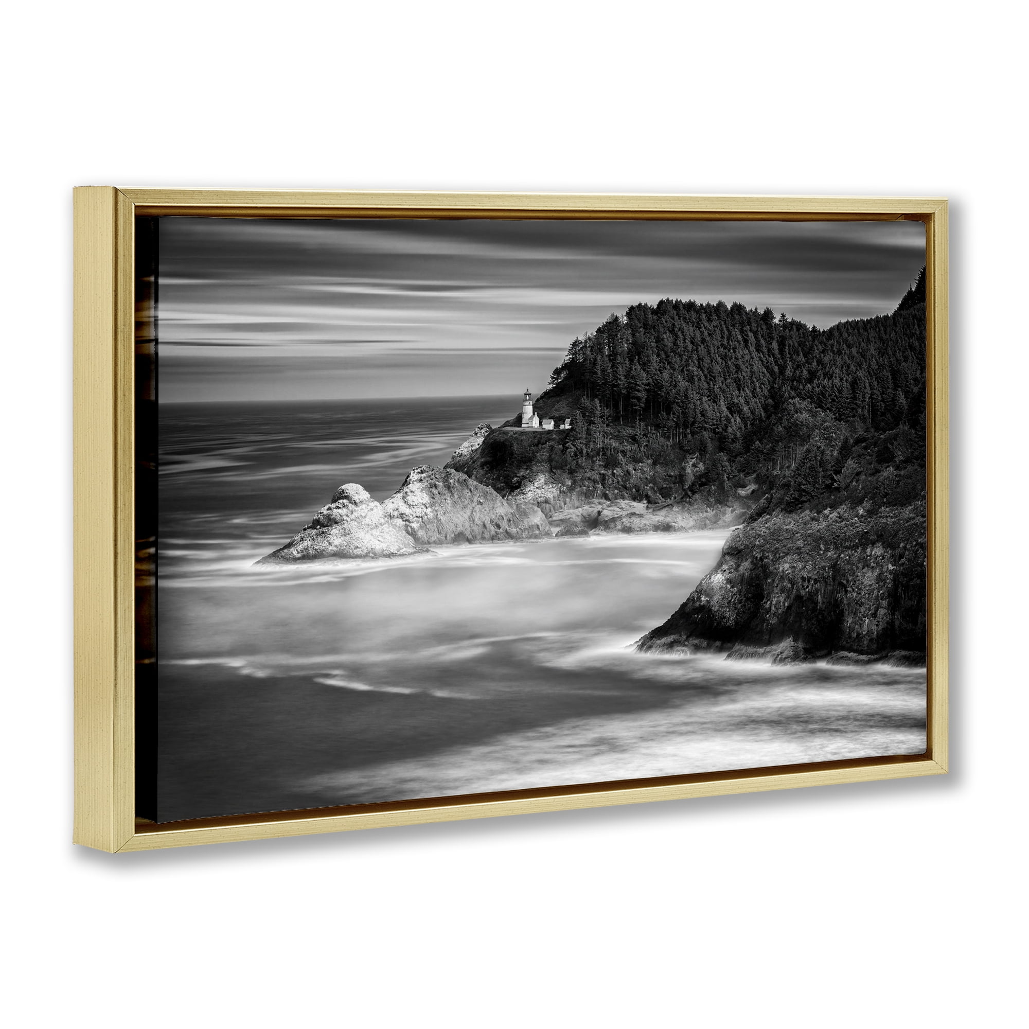 Stupell Industries Perched Above The Pacific Gold Framed Floater Canvas Wall Art, design by Rick Berk