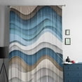 thumbnail image 5 of Blue Beige Ombre Semi Sheer Curtains Drapes for Living Room, Bedroom, French Doors Window 54 Inches Long, Moire Geometric Abstract Modern Rod Pocket Chiffon Curtain Drapery Voile Draperies Panel, 5 of 6