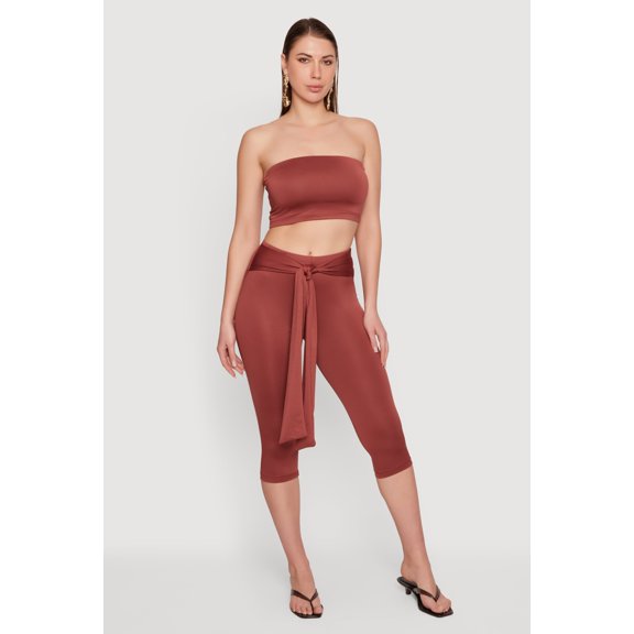 Women's Tie Waist Capri Leggings