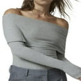 thumbnail image 1 of Stylish Women‘s Off Shoulder Tops in Slim Fit and Long Sleeve Ribbed Design, 1 of 7