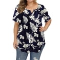 thumbnail image 2 of Blusa con cuello en V y manga corta con estampado floral para mujer, azul, 5XL Inevent AP002466-40, 2 of 3