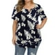 thumbnail image 2 of Camisa de mujer Camiseta de manga corta con estampado floral Blusa con cuello en V, Azul, 4XL Kearding AP002466-39, 2 of 3