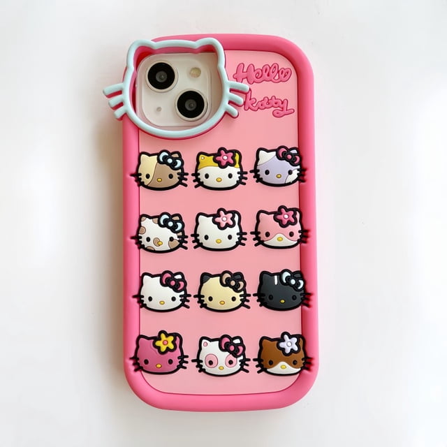Sanrio Kawaii Hello Kitty Funda Protectora Para Teléfono iPhone 14 13 12 Pro Max 11 De Silicona Suave