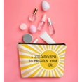 thumbnail image 3 of Bolsa de maquillaje BARPERY A Little Sunshine Yellow de tela de lino, 3 of 5