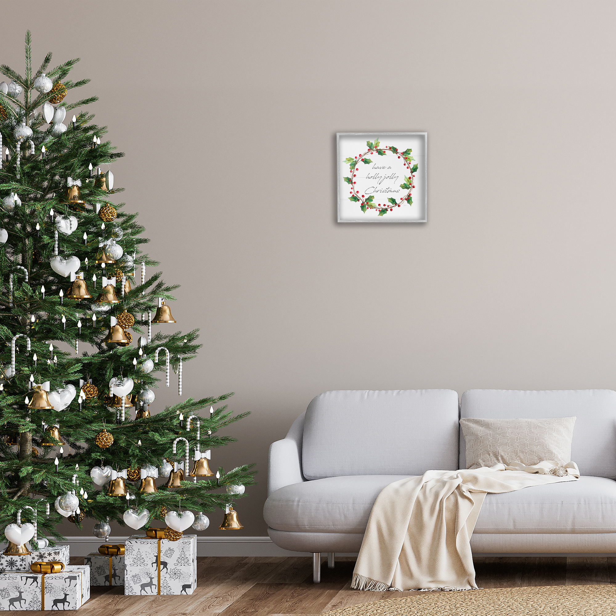 Stupell Industries Christmas Seasonal Phrase Holiday Painting Gray Framed Art Prints Wall Art, 17 x 17