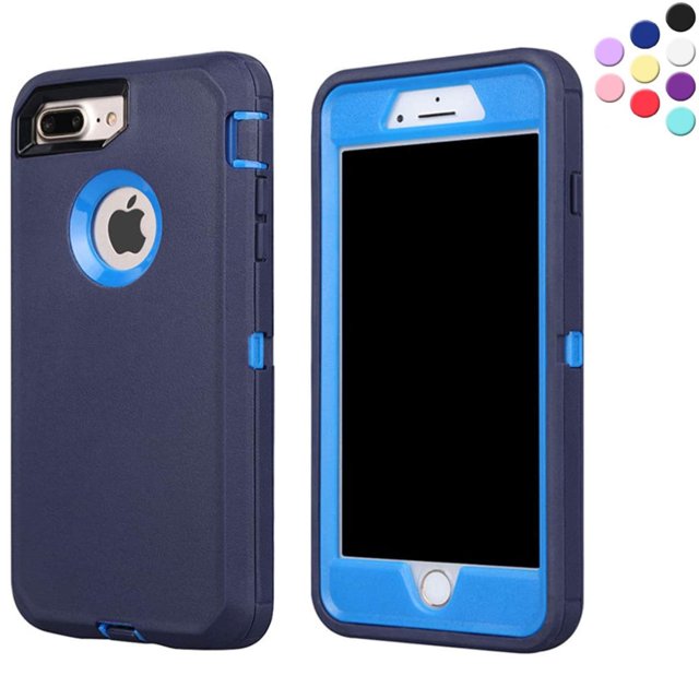 Entronix Funda Resistente para iPhone 7 Plus/8 Plus, Triple Capa a Prueba de Golpes y Protección contra Caídas, Azul